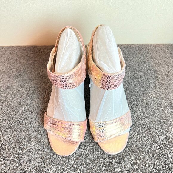 Franco Sarto Womens Size 7 7M Osmina Rose‎ Gold Block Dress Heel Sandals Shoes - Picture 3 of 14